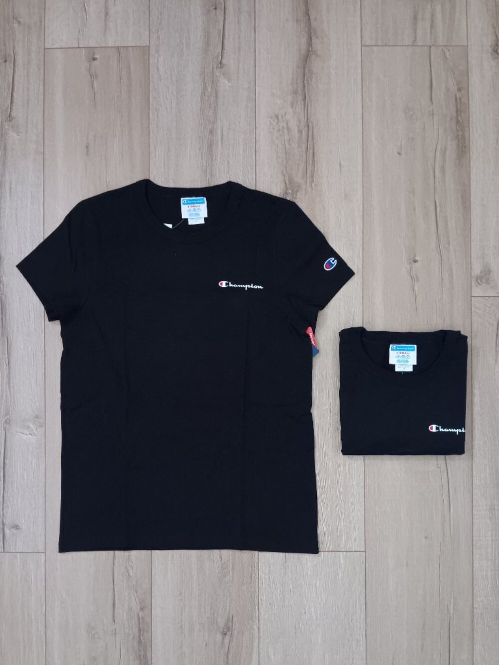 Champion Women XS Boyfriend T-Shirt Lot 2 Pack Black Solid Cotton Tee